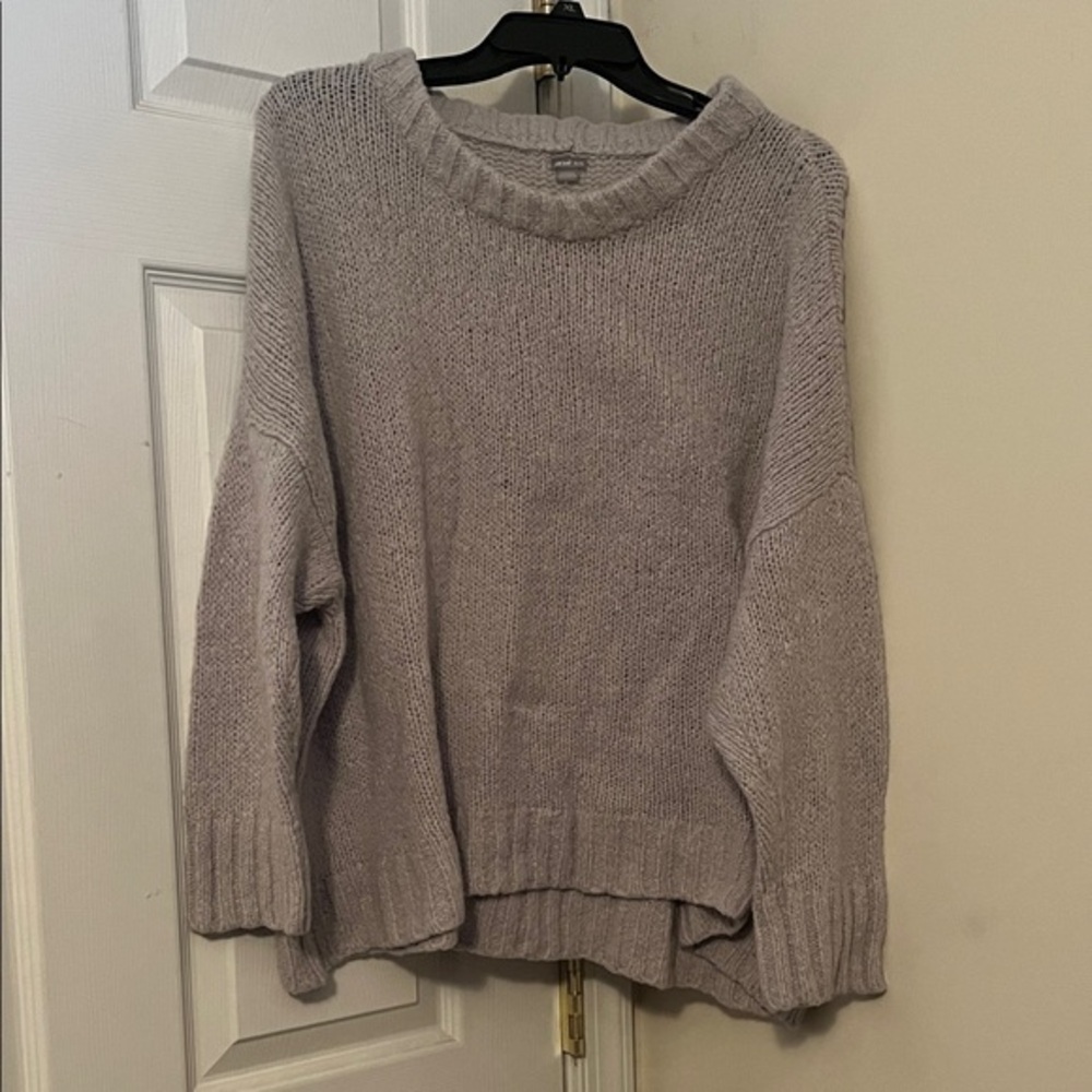 Aerie Light Gray Oversize Crew Neck Sweater